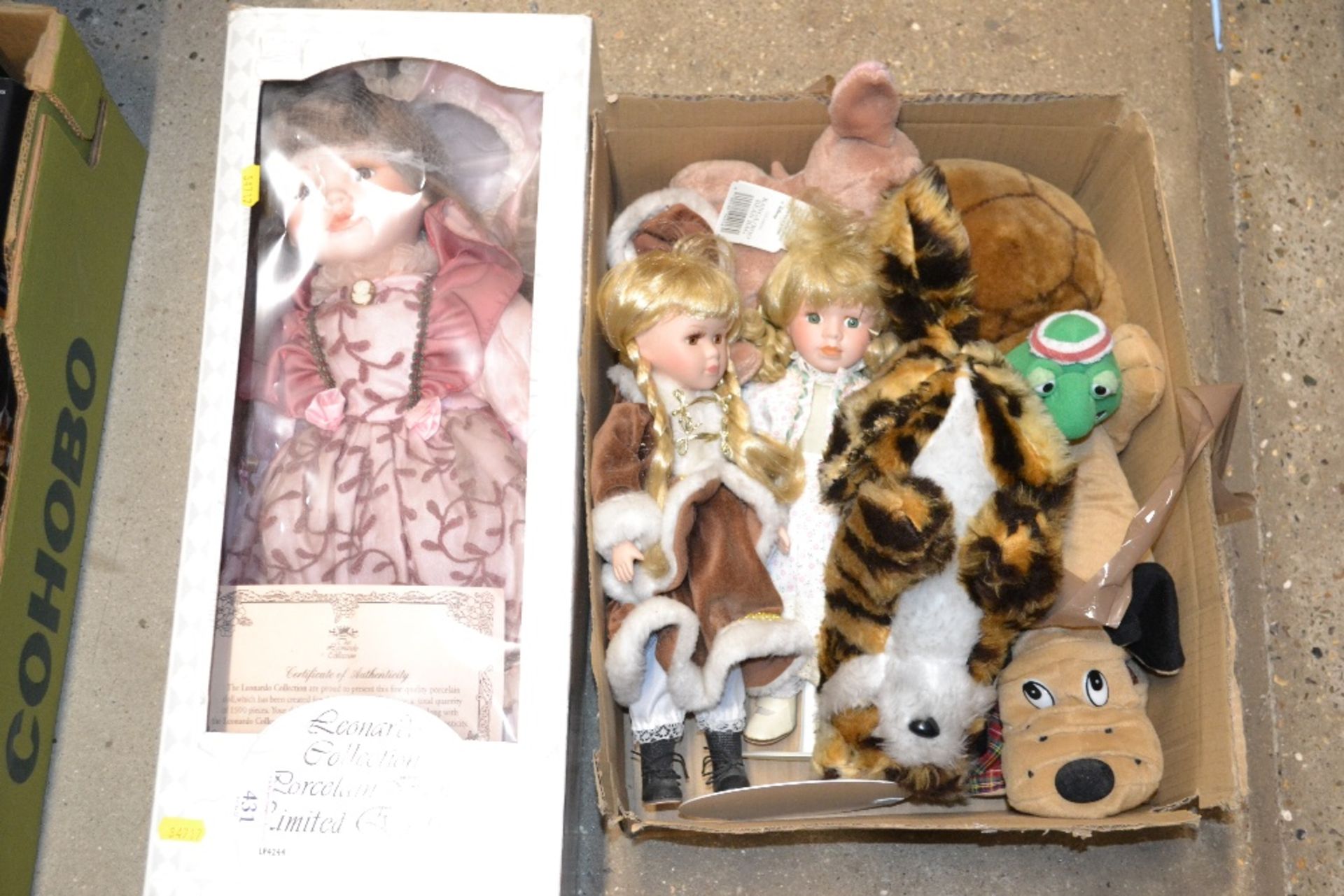 A boxed Leonardo Collection doll; and a box of var