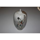 A Chinese porcelain tea jar and cover decorated wi