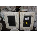 A pair of Belleek style easel photo frames (one AF