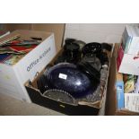 A box of various glassware to include decanter sto