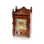 A late Victorian oak cased bracket clock, the eig