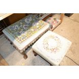A needlework footstool and one other