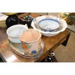 A Victorian washbowl; a chamber pot; an Old Sheffi