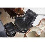 A Ekornes of Norway leather upholstered swivel cha