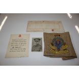 WW2 RAOC soldiers documents and tapestry