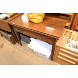 A 19th Century oak fold over tea table fitted sing