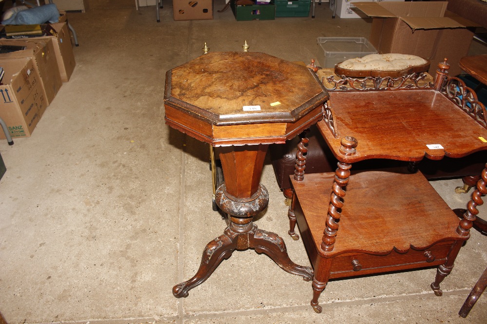 A 19th Century work table of trumpet form