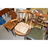 A mahogany spindle back elbow chair (restoration t