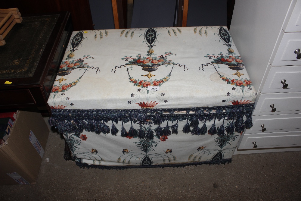 An upholstered ottoman