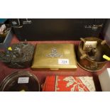 A State Express cigarette box, Trench Art ashtray, matchbook case and a Royal Artillery model