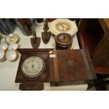A brass bound writing box, oak cased barometer, wa