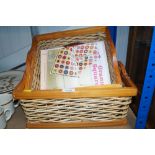 Two wicker baskets and crochet books