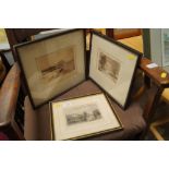 Three framed prints