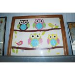 A pine framed study of owls
