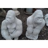 Two garden ornaments in the form of gorillas