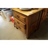 Anoak chest fitted three drawers