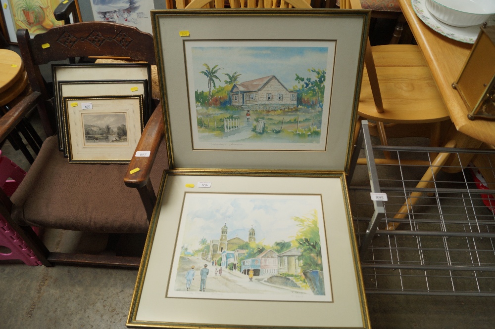 Two pencil signed prints entitled "Sunday Morning" and "School Days, Antigua"