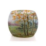 A Daum Nancy posy vase of ovoid form with scenic d