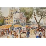 John Farquharson, watercolour study of a market scene, 3