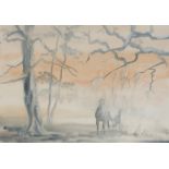 J. Lovell, study of horses in the mist, signed wat