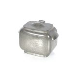 An Art Deco Don pewter tea caddy with spot hammere