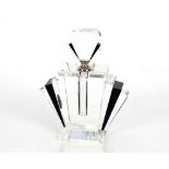 A large Art Deco style glass fan shaped scent bott