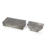 A spot hammered pewter Art Deco hinged box and a s