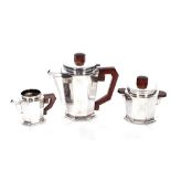 A stylish continental three piece silver plated ha