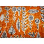 Romanex curtains with orange printed plant, flower