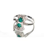An Art Deco emerald and diamond set ring AF