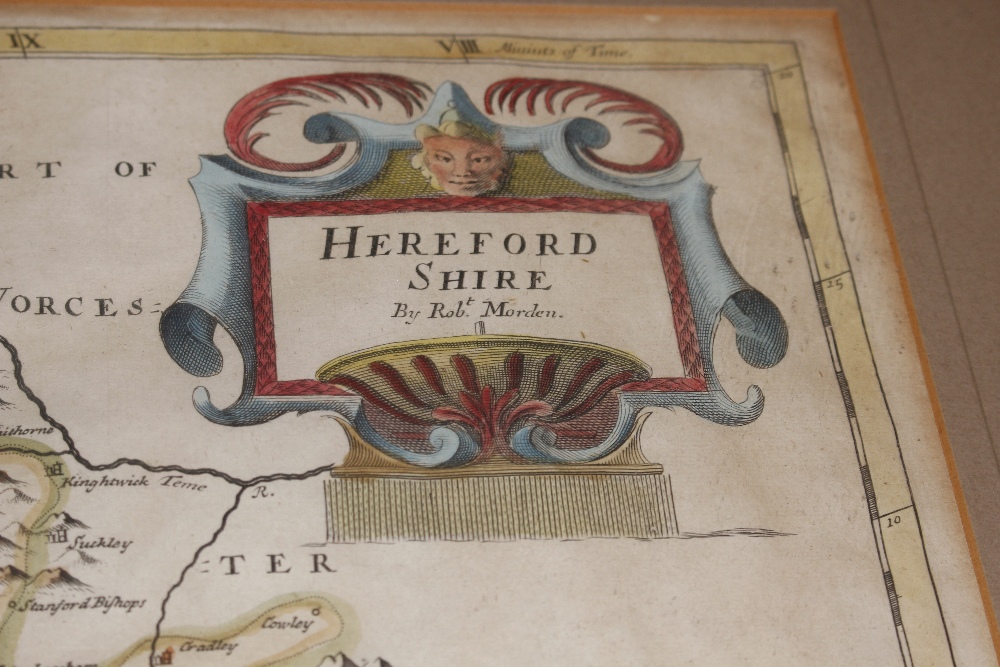A framed and glazed hand coloured map of Herefords - Image 3 of 4
