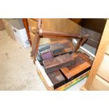 A box containing a mahogany tea caddy; another box