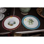 Two Victorian cabinet plates with jewelled borders