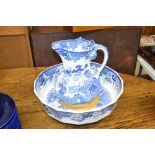 A Masons Ironstone blue and white toilet jug and b