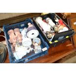 Two boxes of miscellaneous porcelain figures and d