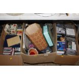 Three boxes containing various CD's and sundry ite