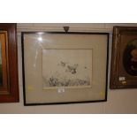 Winifred Austin, hand signed etching depicting gam