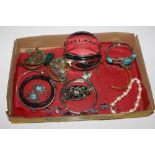 A tray of various costume jewellery to include an