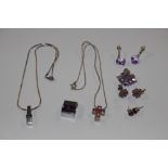 A collection of Sterling silver and amethyst jewel