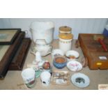 A collection of china to include jardiniere, stora