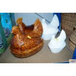 Four chicken tureens