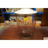 A Wright & Sons of London glass biscuit jar and co