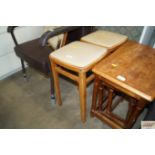 Two wooden framed stools