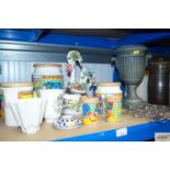 A collection of farm yard storage jars, other deco