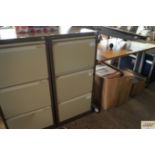 A Bisley three drawer filing cabinet with key