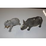 A Melba ware porcelain figure of a Rhinoceros, and