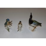 A Carl Ens porcelain figure of a kingfisher; anoth