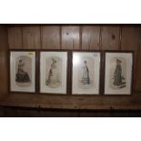 Four French fashion prints, framed and glazed