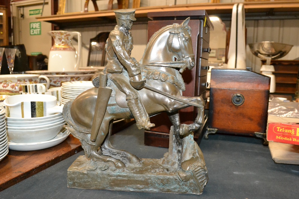 A reproduction sculpture "The Last Cavalry Man"