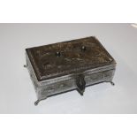 An Indian decorated metal box and contents of vari